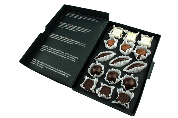 Estuche Mexicanismo de Chocolates Rellenos, Tienda de Chocolates en México, Le Caméléon Chocolates